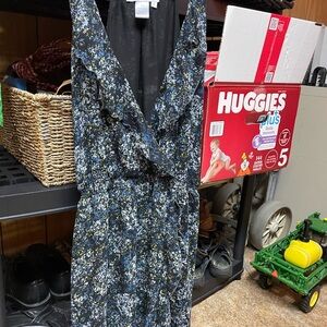 Fred David Black and Blue Sheer Blouse size large